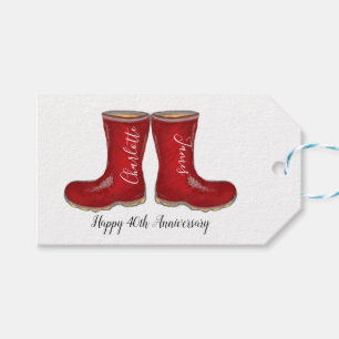 Étiquettes-cadeau 40e anniversaire de roux rouge mariage