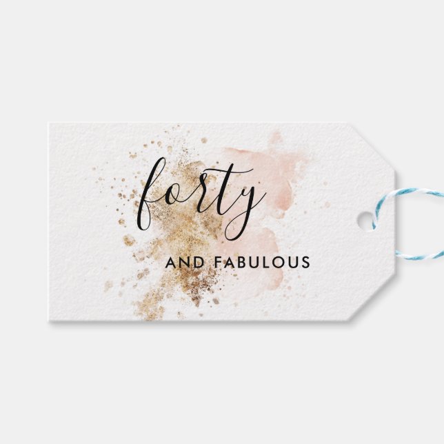 Étiquettes-cadeau 40e anniversaire rose et or (Devant (Horizontal))