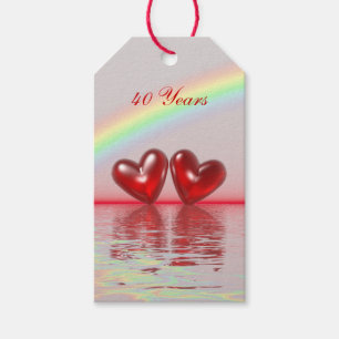 Étiquettes-cadeau 40e Anniversary Ruby Hearts