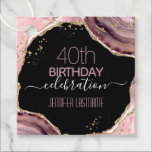 Étiquettes Cadeau 40th Birthday Party Stone and Gold Favor Tags<br><div class="desc">Parties scintillant en or faux et bordure en agate rose et violet. Tout le texte est ajustable et facile à changer pour vos besoins de partie. Grande élégante conception modèle de 40e anniversaire.</div>