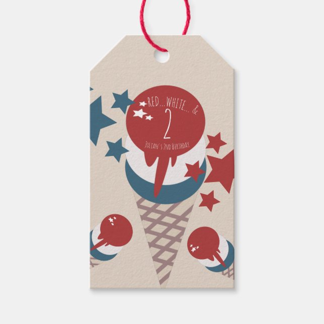 Étiquettes-cadeau 4 juillet 2e anniversaire des étoiles de glace (Devant)