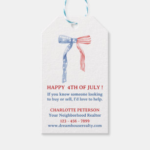 Étiquettes-cadeau 4 juillet Bow Real Estate Pop By Gift Tags