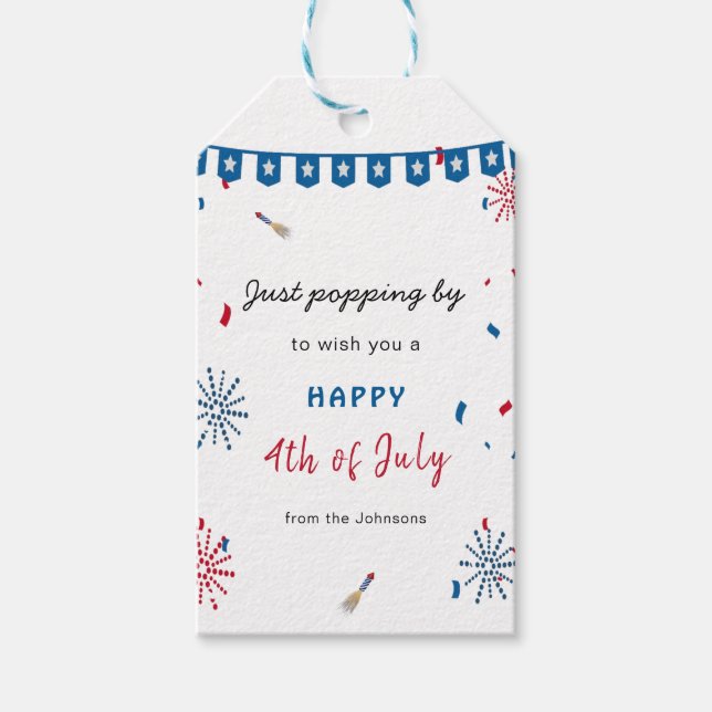 Étiquettes-cadeau 4 juillet feux d'artifice Bonne Quatrième Indépend (Devant)