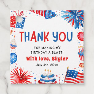 Étiquettes Cadeau 4 juillet Rouge Blanc Bleu Été Fête d'Anniversaire