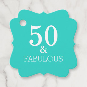 Étiquettes Cadeau 50 Et Fabuleuse fête d'anniversaire Turquoise mign