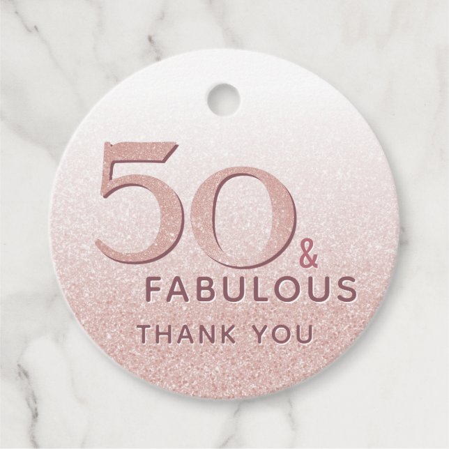 Étiquettes Cadeau 50 et fabuleux Anniversaire Rose Gold Elegant (Devant)