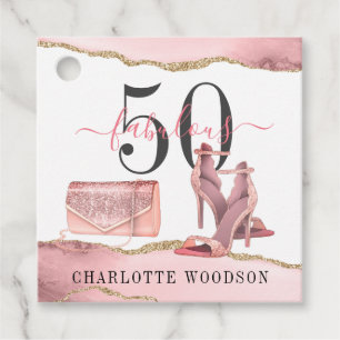 Étiquettes Cadeau 50 Fabuleux Rose Gold Parties scintillant Agate Ch