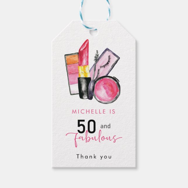 Étiquettes-cadeau 50e Anniversaire Cosmétique Beauté Femme 50 & Fabu (Devant)