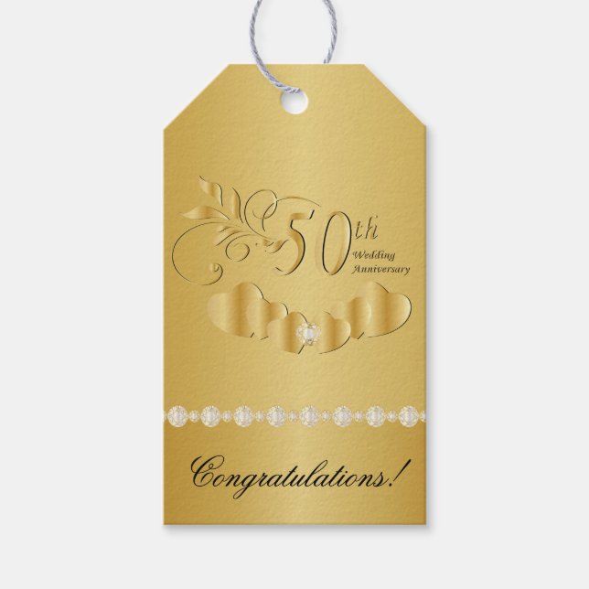 Étiquettes-cadeau 50e anniversaire de Mariage d'or (Devant)