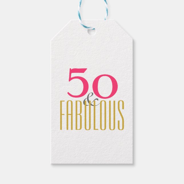 Étiquettes-cadeau 50ème et Fabuleux anniversaire (ou votre âge préfé (Devant)