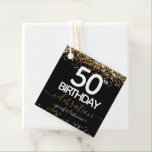 Étiquettes Cadeau 50th Birthday Gold Elegant Script Favor Tags<br><div class="desc">Belle bordure en fausse feuille avec reflets chatoyants sur la bordure supérieure et inférieure. Tout le texte est ajustable et facile à changer pour vos besoins de partie. Grande élégante conception modèle de 50ème anniversaire.</div>