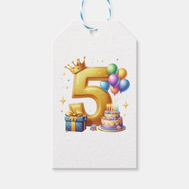 Étiquettes-cadeau 5ème anniversaire doré (Devant)