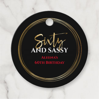 Étiquettes Cadeau 60 ET DITES Anniversaire Black Gold Balise cadeau