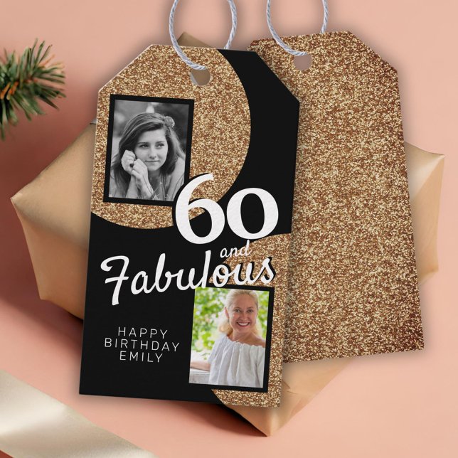 Étiquettes-cadeau 60 et Fabulous Gold Parties scintillant 2 Photo 60 (Créateur téléchargé)