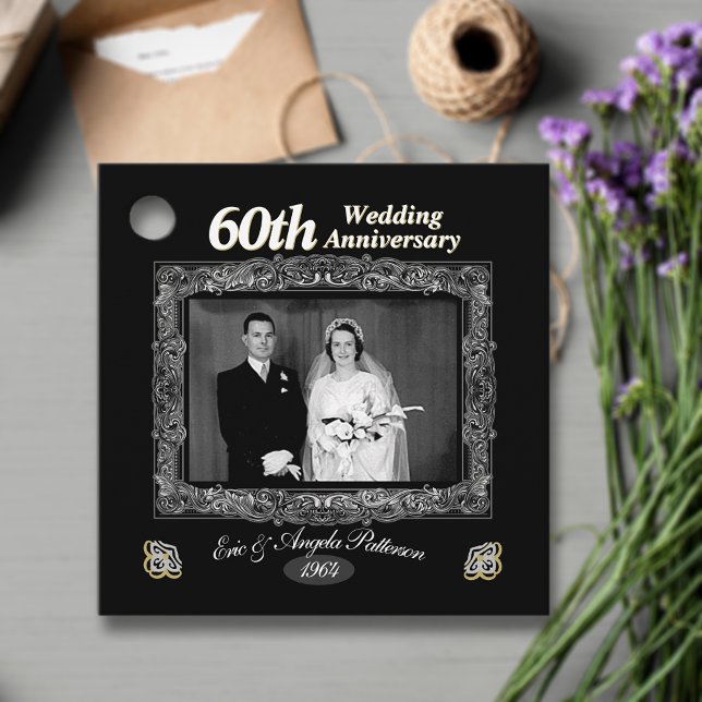 Étiquettes Cadeau 60e anniversaire du Mariage vintage (Créateur téléchargé)