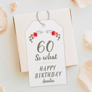 Étiquettes-cadeau 60e anniversaire Inspirational Watercolor Rose Flo