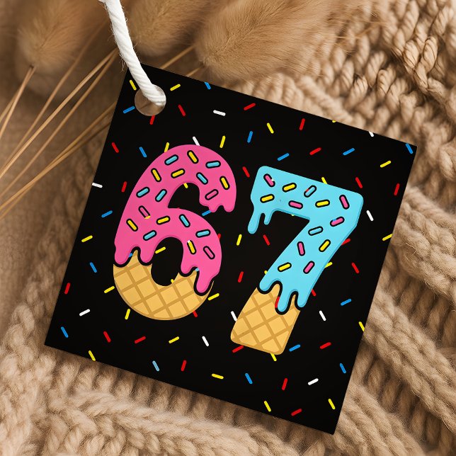 Étiquettes Cadeau 67 Drôle Mème Crème de glace Six sept Gen Alpha (Créateur téléchargé)