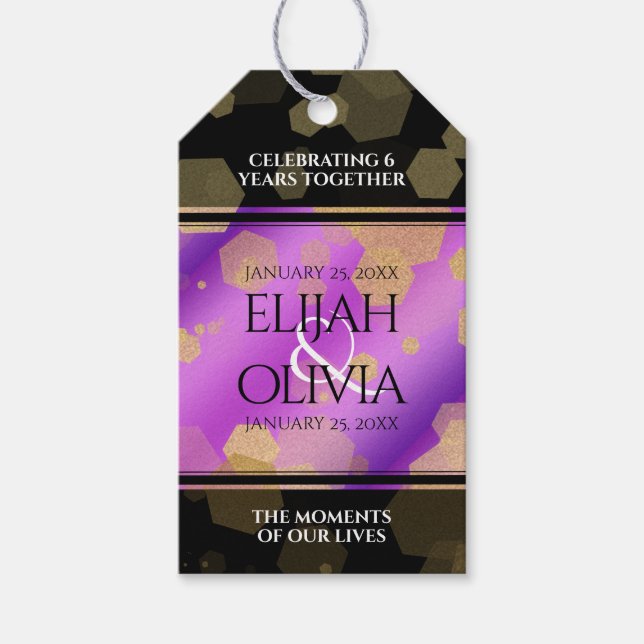 Étiquettes-cadeau 6e 33e 47e 48e Anniversaire de Mariage Améthyste (Devant)