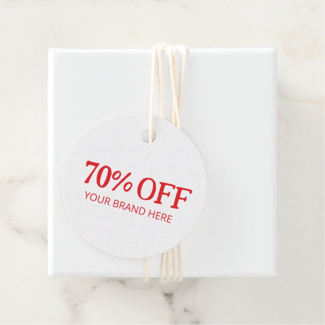 Étiquettes Cadeau 70% de réduction (En situation)