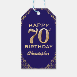 Étiquettes-cadeau 70e anniversaire de la Parties scintillant marine