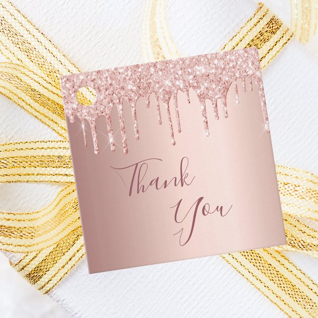 Étiquettes Cadeau 70e anniversaire rose gouttes de parties scintilla (Créateur téléchargé)