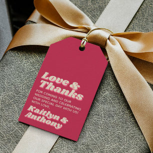 Étiquettes-cadeau 70's Retro Super Viva Magenta Mariage