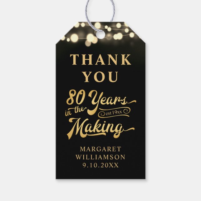Étiquettes-cadeau 80e anniversaire Merci 80 ans en devenir (Devant)