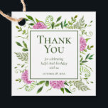 Étiquettes Cadeau 80th Birthday Pink Hydrangeas Favor Tags<br><div class="desc">Ces hortensia rose carré 80e anniversaire, merci pour les étiquettes de faveur avec de belles, sages, vert aquarelle multicolore sont étonnants et classiques. Ils auraient l'air joli lié à n'importe quel cadeau donné après une fête de 80ème anniversaire. En quelques secondes, vous pouvez voir comment vos autocollants ressembleront. Il vous...</div>
