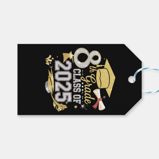 Étiquettes-cadeau 8e Classe De 2025 Graduate Graduation (Devant (Horizontal))