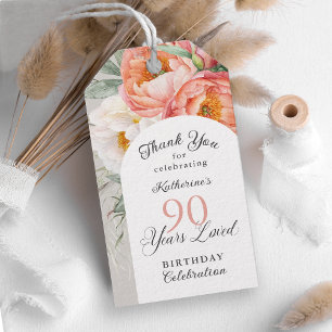 Étiquettes-cadeau 90 Ans Aimé Féminin Floral 90e Anniversaire