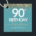 Étiquettes Cadeau 90th Birthday Gold Elegant Script Favor Tags<br><div class="desc">Belle bordure en fausse feuille avec reflets chatoyants sur la bordure supérieure et inférieure. Tout le texte est ajustable et facile à changer pour vos besoins de partie. Grande élégante conception modèle de 90ème anniversaire.</div>