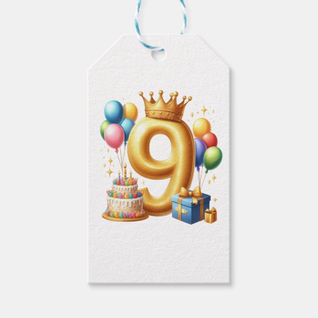 Étiquettes-cadeau 9e anniversaire doré (Devant)