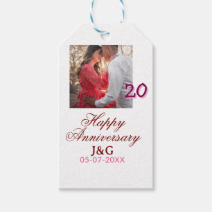 Étiquettes-cadeau À 20 ans de mariage joyeux anniversaire ajoutez un