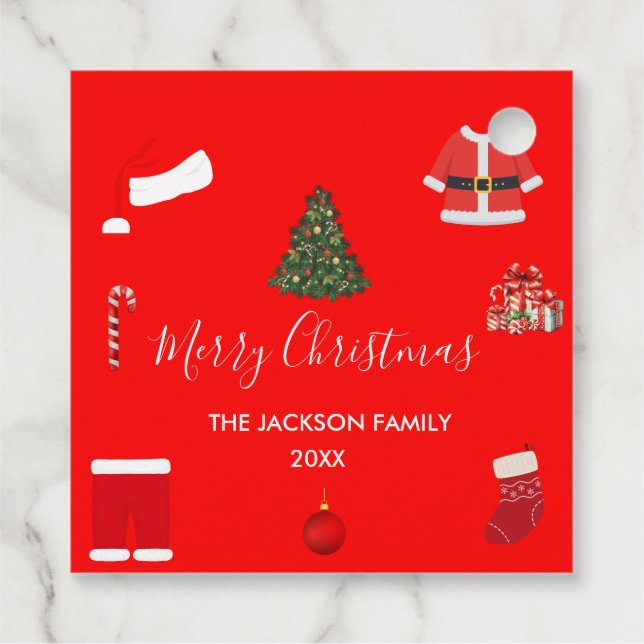 Étiquettes Cadeau A Cozy Christmas Gathering Set on Warm Red (Dos)