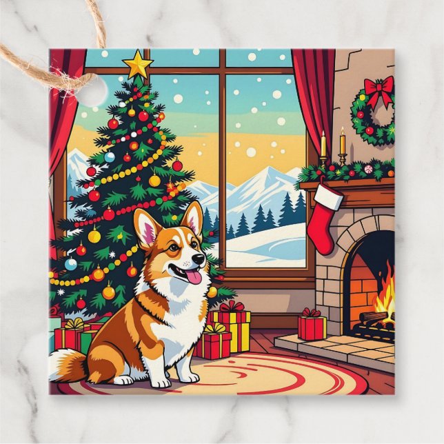 Étiquettes Cadeau A Cute Festive Corgi Christmas (Devant)