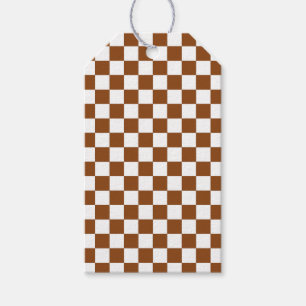 Étiquettes-cadeau à damiers Brown et blanc
