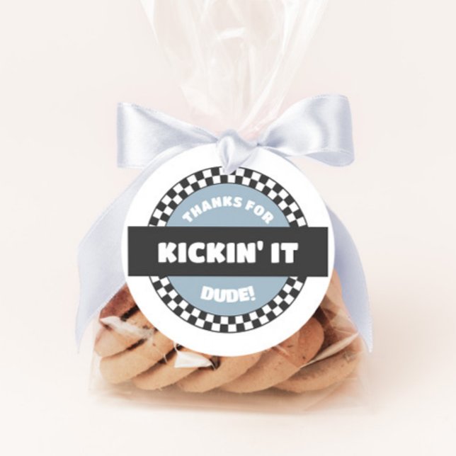 Étiquettes Cadeau À damiers Skateboard Super Rad Anniversaire (Créateur téléchargé)