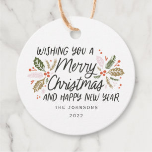Étiquettes Cadeau A/de type Vintage Holly Berry Christmas Custom