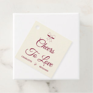 Étiquettes Cadeau À l'amour Burgundy Script Ivory Nœud Mariage