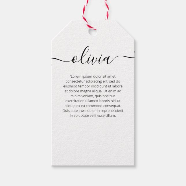 Étiquettes cadeau à l'écriture simple blanche (Devant)