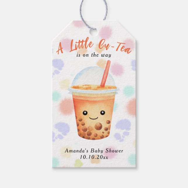 Étiquettes-cadeau A Little Cu-Tea Bubble Tea Baby Shower (Devant)