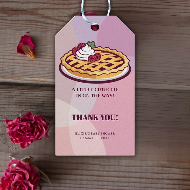 Étiquettes-cadeau A Little Cutie Pie Minimalist Purple Baby Shower (Créateur téléchargé)