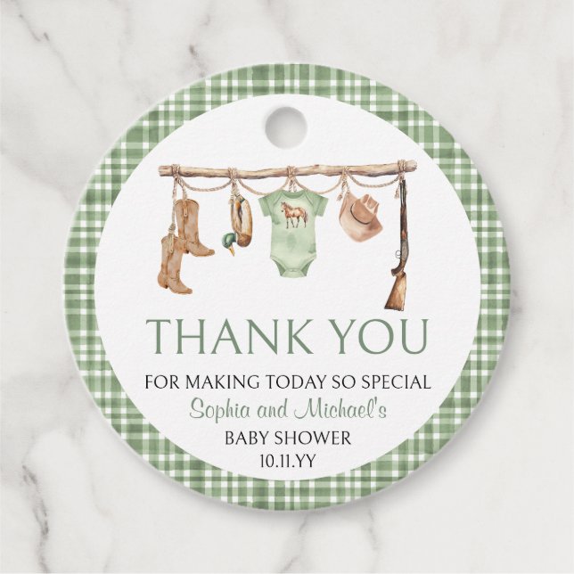 Étiquettes Cadeau A Little Hunter Is On The Way Baby Shower  (Devant)