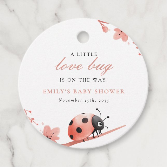 Étiquettes Cadeau A Little Love Bug Is On The Way Baby Shower (Devant)