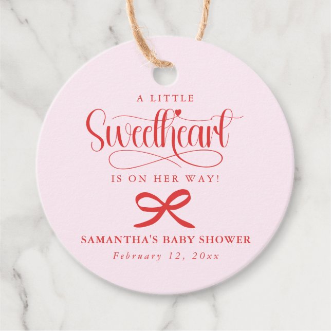 Étiquettes Cadeau A little sweetheart Valentines girl baby shower (Devant)