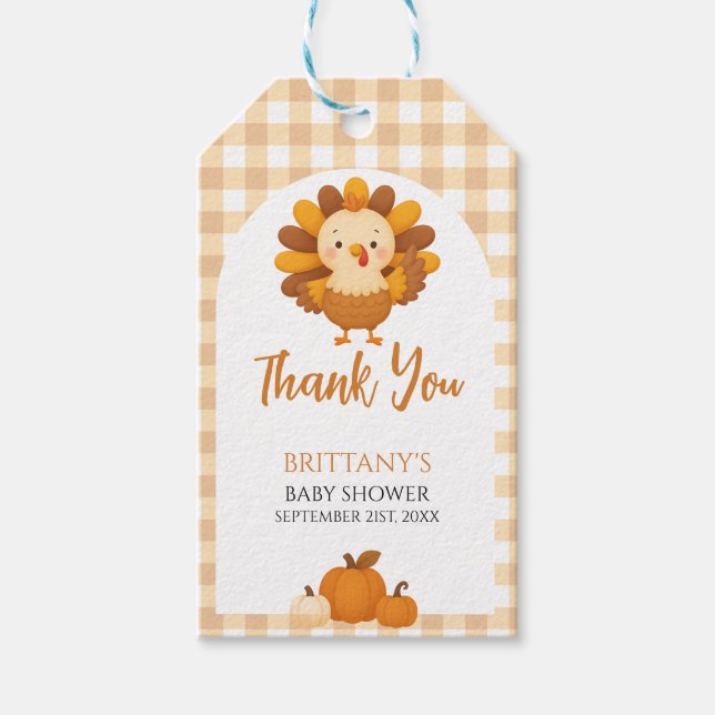 Étiquettes-cadeau A Little Turkey Baby Shower Thanksgiving (Devant)