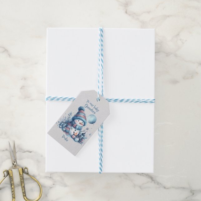 Étiquettes-cadeau À notre bébé Noël petit-fils (Avec de laficelle)