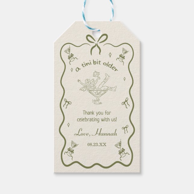 Étiquettes-cadeau A Tini Bit Older Espresso Martini Birthday Thanks (Devant)