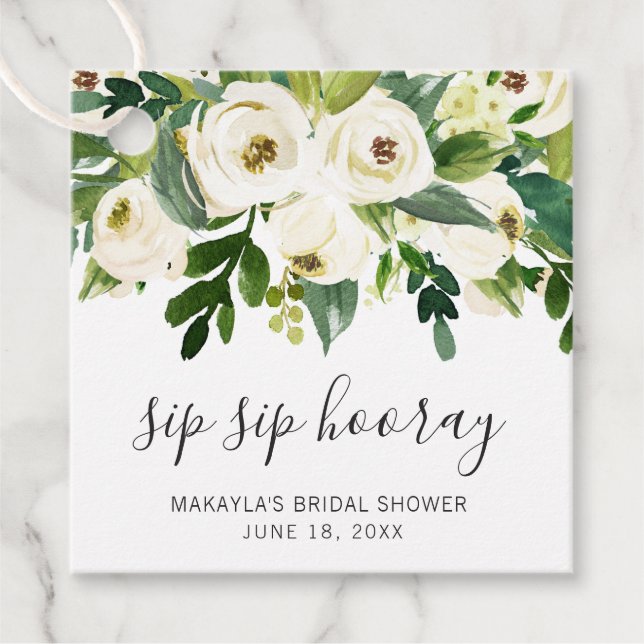 Étiquettes Cadeau À votre santé Élégant Shower de Mariage Floral Bla (Devant)