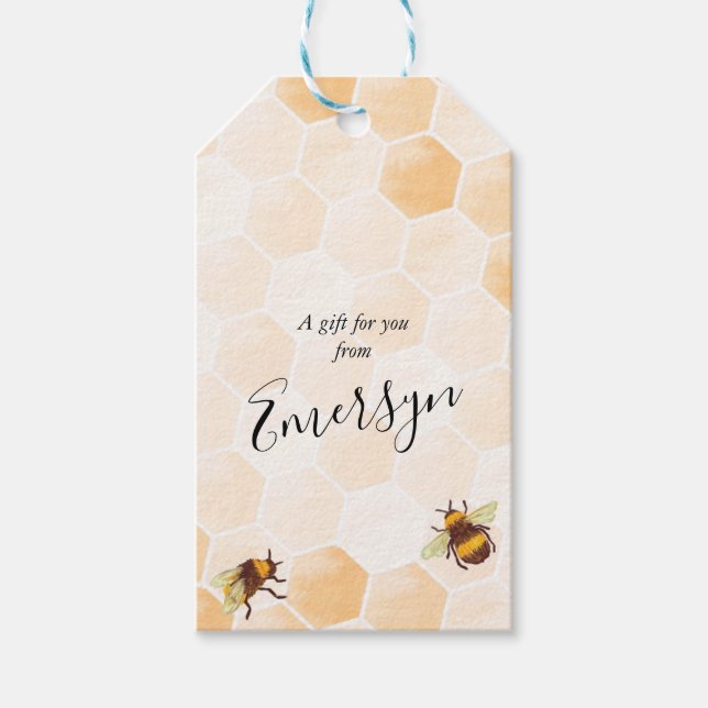 Étiquettes-cadeau Abeille aquarelle (Devant)
